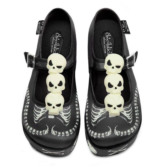 Skeleton Under Your Bed Hot Chocolate Mary Jane Platforms - Picture 2 of 6